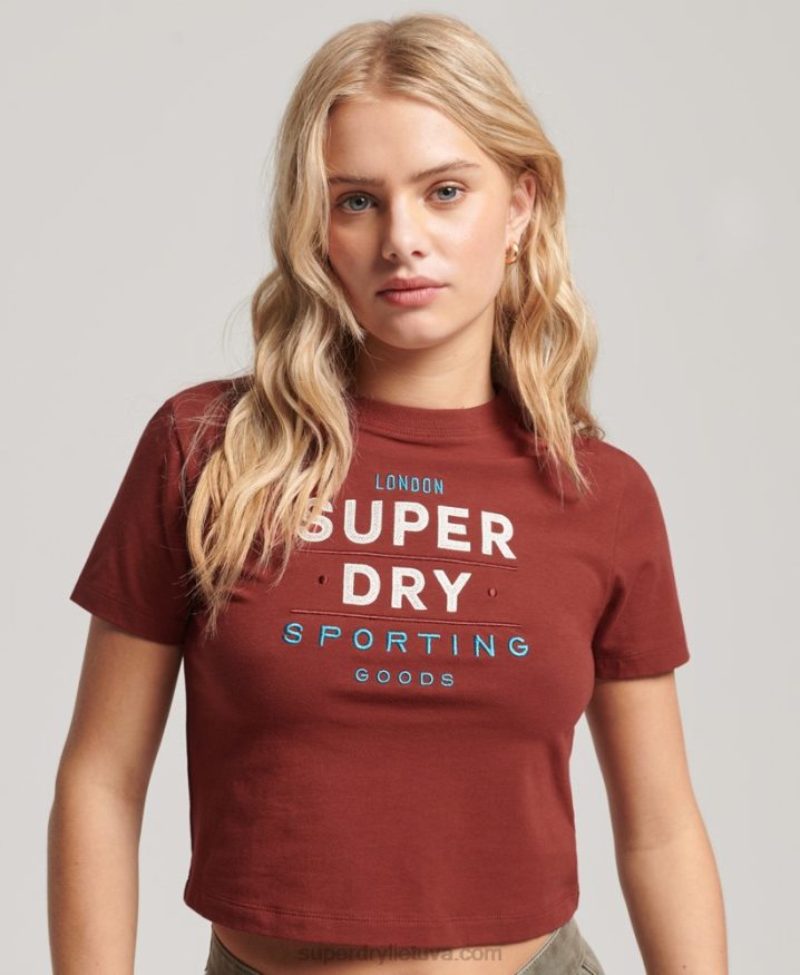 Superdry Code Graphic Embroidered Tiny T-Shirt Red Women