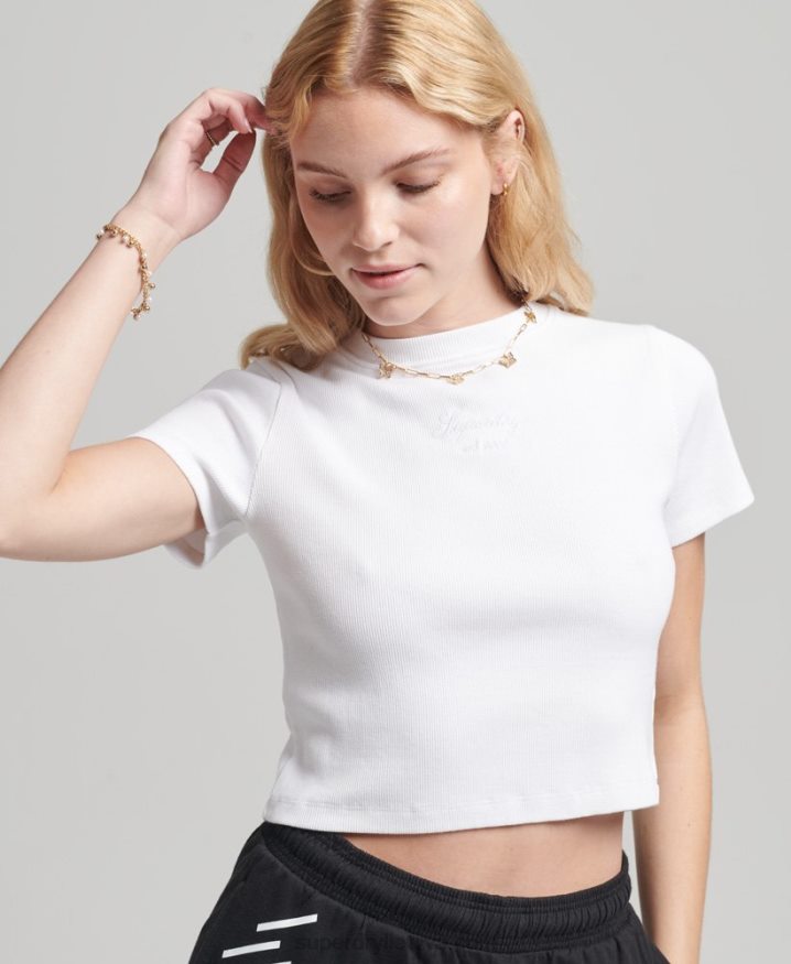 Superdry Code Heritage Crop Fit T-Shirt White Women Superdry Code Heritage Crop Fit T-Shirt White Women