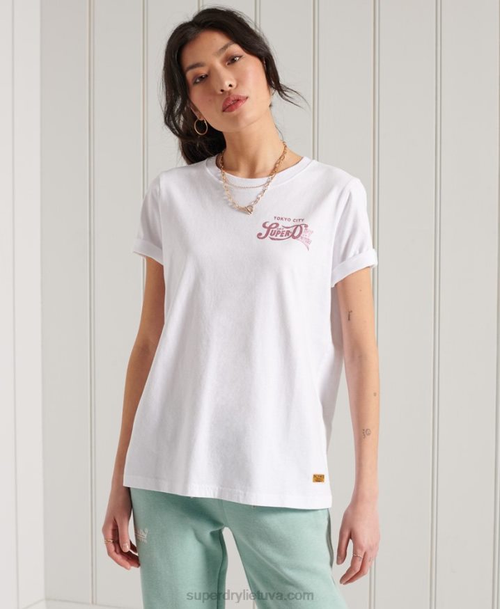 Superdry Glitter Sparkle T-Shirt White Women