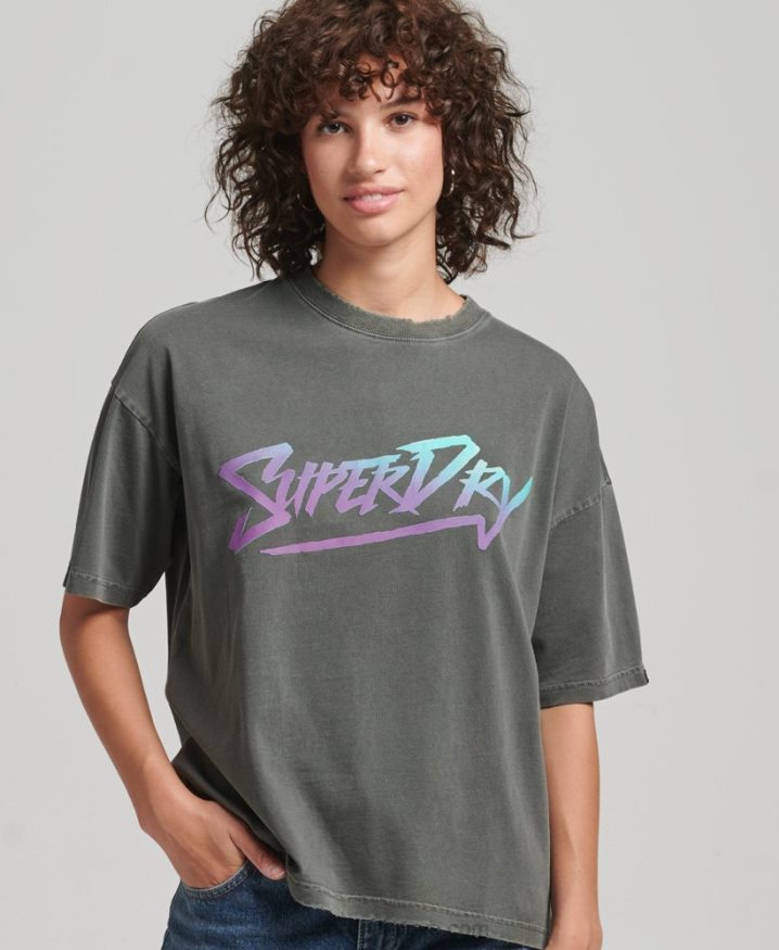 Superdry Indie Mark T-Shirt Green Women