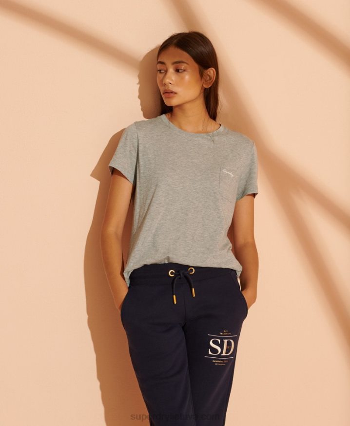 Superdry Organic Cotton Scripted Crew Neck T-Shirt Grey Women