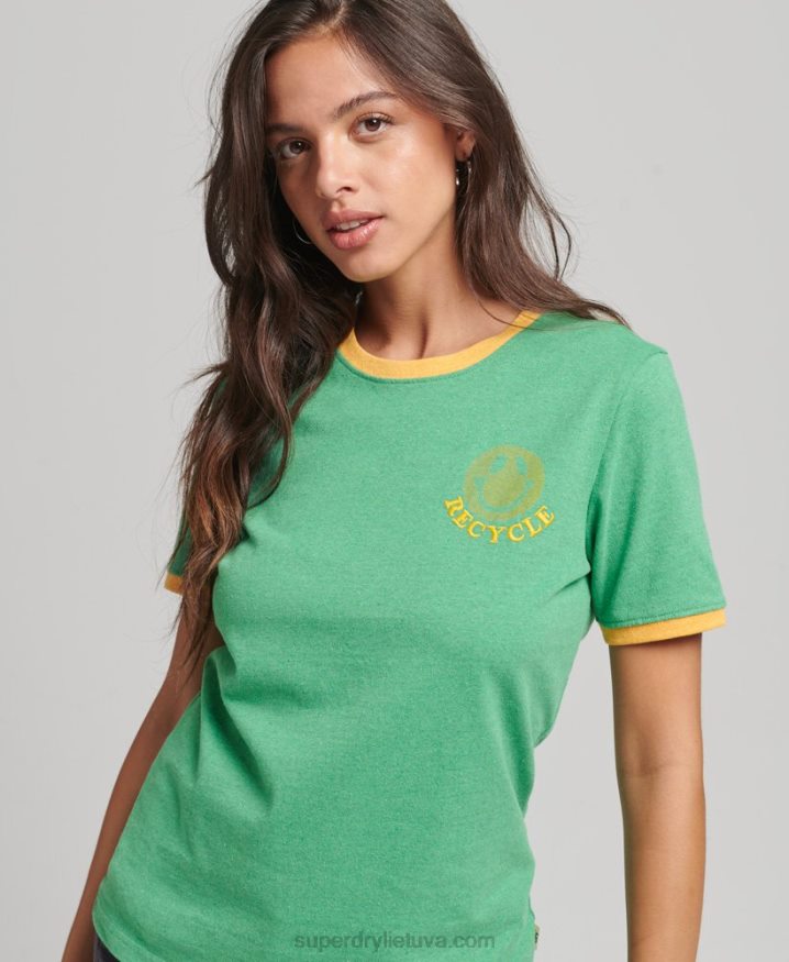 Superdry Recycled Ringer T-Shirt Green Women