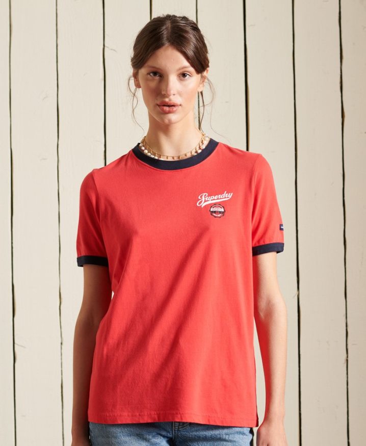 Superdry Script Style College T-Shirt Red Women