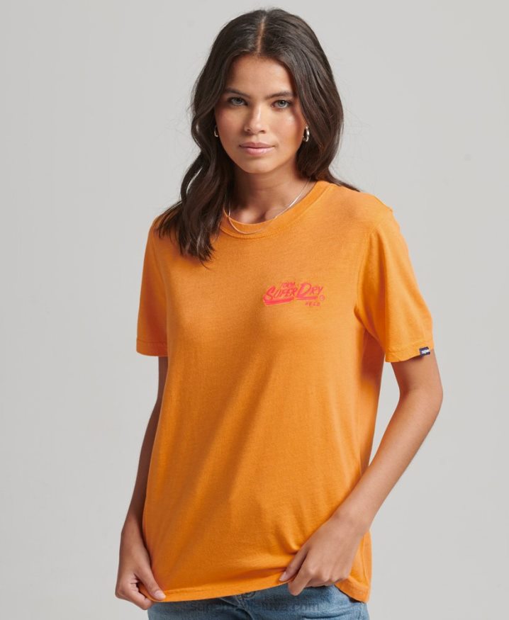 Superdry Script Style Neon T-Shirt Orange Women