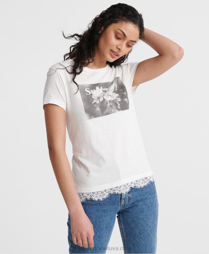 Superdry Tilly Lace Graphic T-Shirt White Women