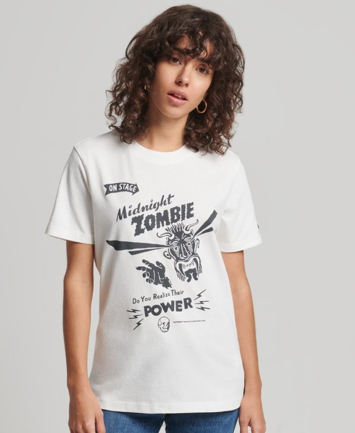 Superdry Vintage Crossing Lines T-Shirt Cream Women Superdry Vintage Crossing Lines T-Shirt Cream Women
