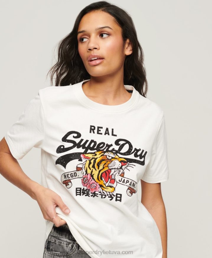 Superdry Vintage Logo Narrative T-Shirt Cream Women Superdry Vintage Logo Narrative T-Shirt Cream Women