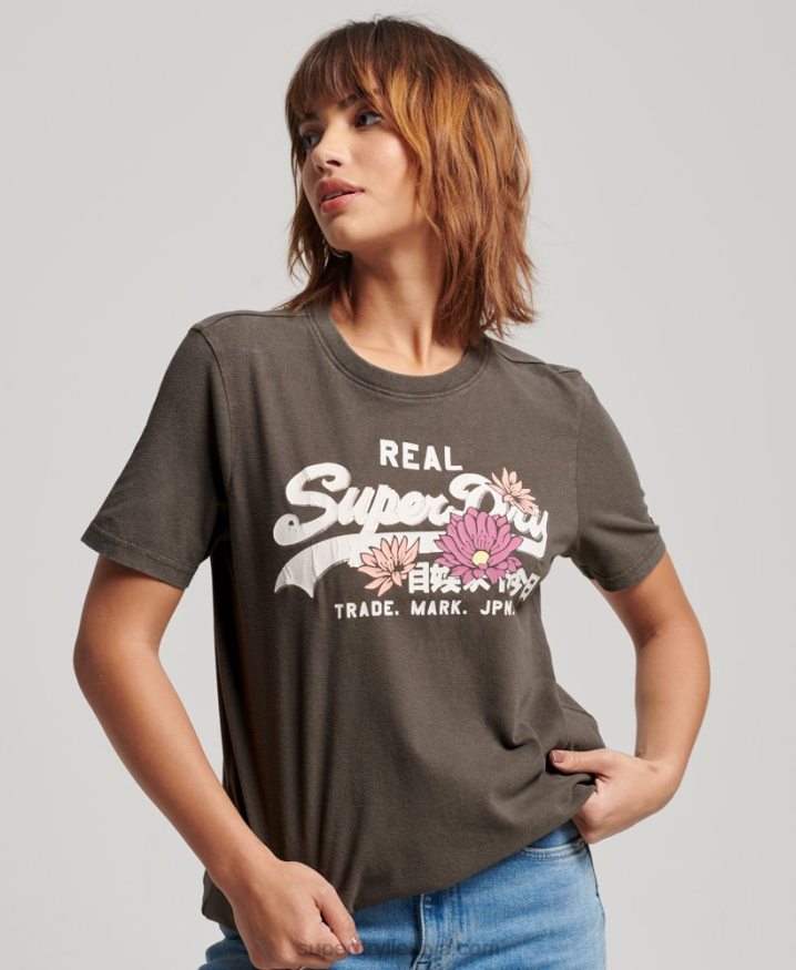 Superdry Vintage Logo Narrative T-Shirt Dark Grey Women Superdry Vintage Logo Narrative T-Shirt Dark Grey Women