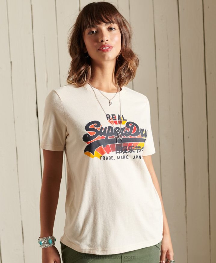 Superdry Vintage Logo Rainbow T-shirt Cream Women Superdry Vintage Logo Rainbow T-shirt Cream Women
