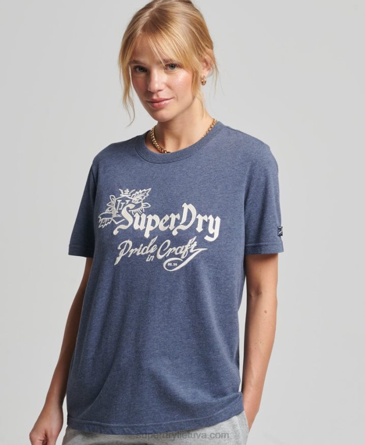 Superdry Vintage Pride In Craft T-Shirt Navy Women Superdry Vintage Pride In Craft T-Shirt Navy Women