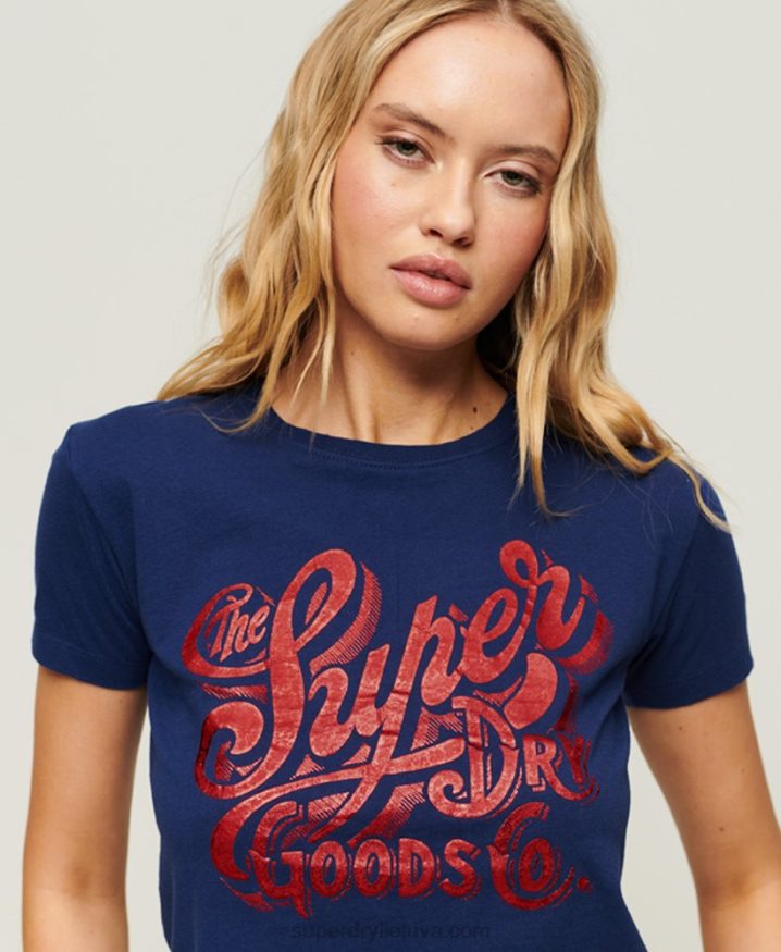 Superdry Workwear Scripted Graphic T-Shirt Navy Women