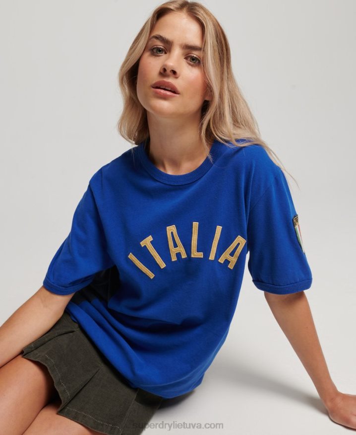 Superdry x Ringspun Football Italy T-Shirt Blue Women