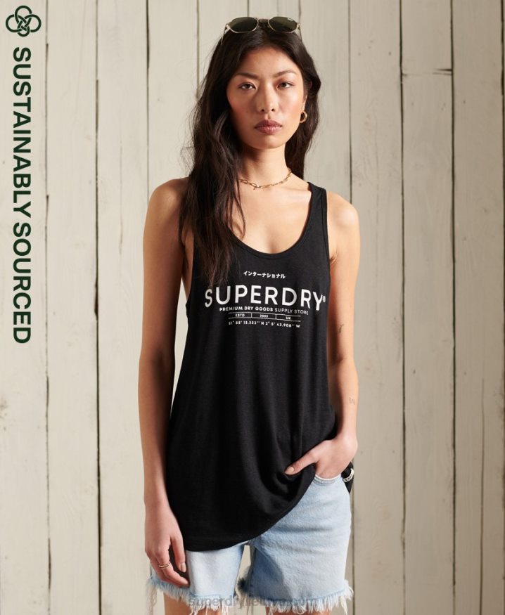 Superdry Desert Linen Vest Black Women