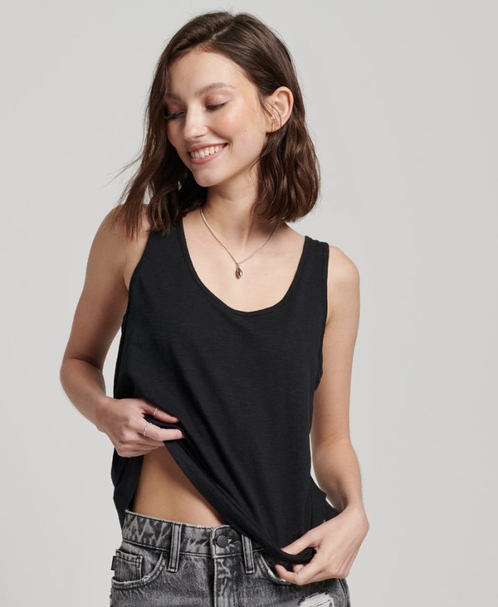 Superdry Studios Jersey Tank Top Black Women