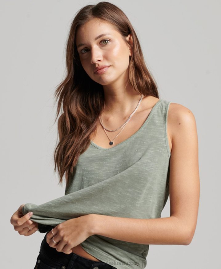 Superdry Studios Jersey Tank Top Green Women