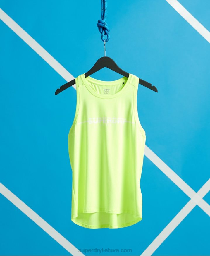 Superdry Training Gym Vest Tops Yellow Women