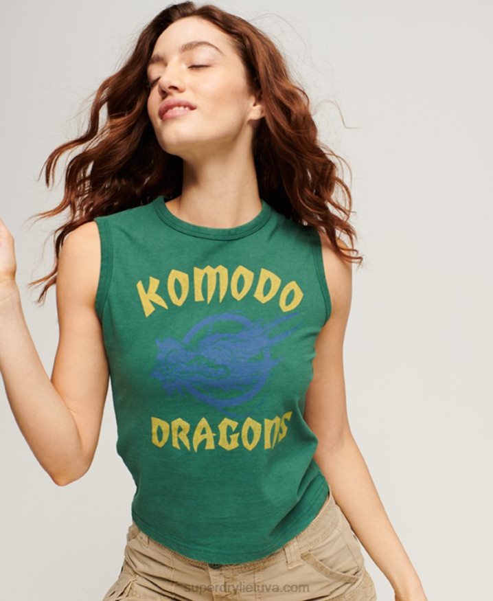 Superdry x Komodo Classic Dragon Vest Top Green Women