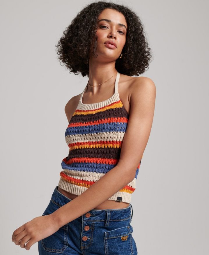 Superdry Crochet Halter Top Brown Women