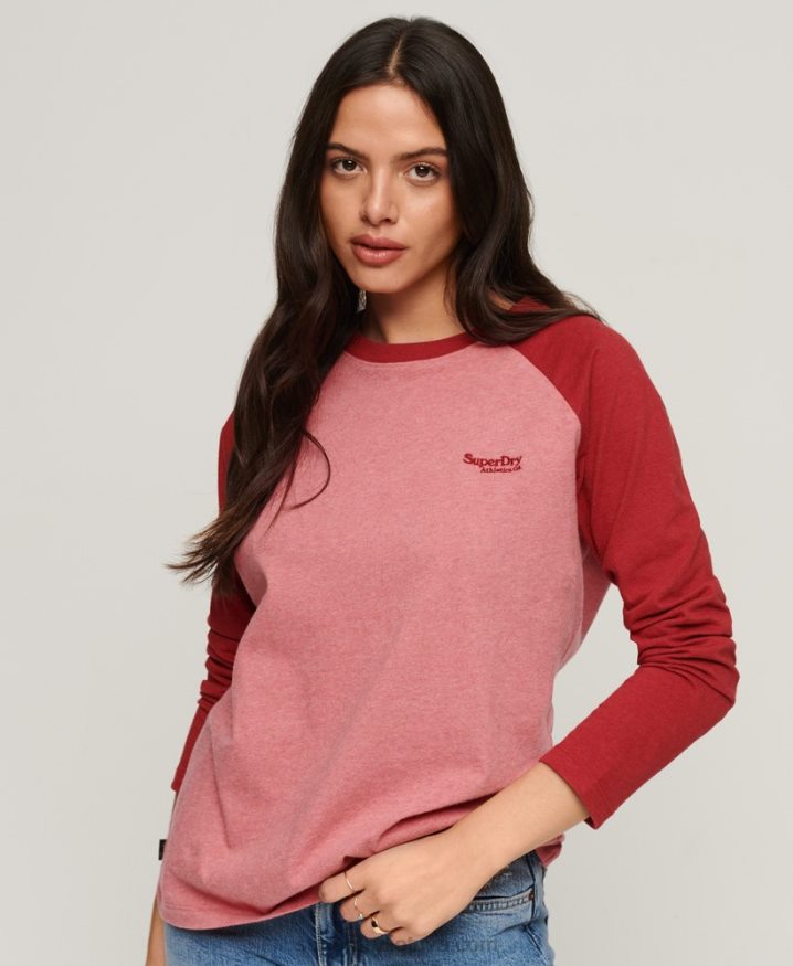 Superdry Organic Cotton Vintage Logo Baseball Top Pink Women Superdry Organic Cotton Vintage Logo Baseball Top Pink Women