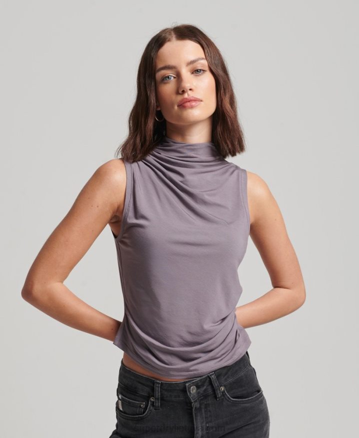 Superdry Ruched Jersey Top Grey Women