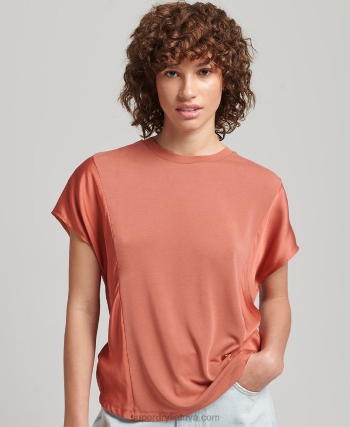 Superdry Studios Fabric Mix Top Red Women