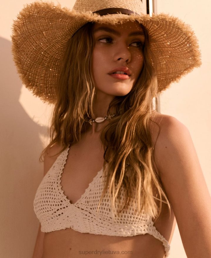 Superdry Crochet Halter Bralette Cream Women